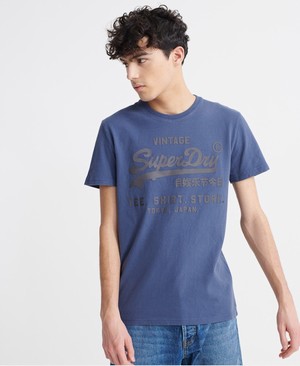 Superdry Vintage Logo Bonded Férfi Pólók Sötétkék | RBKHD2648